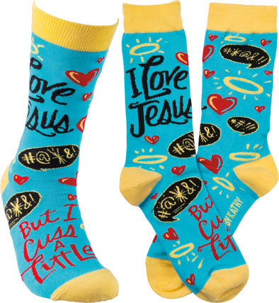 “I Love Jesus But I Cuss A Little” Crew Socks (Women’s)