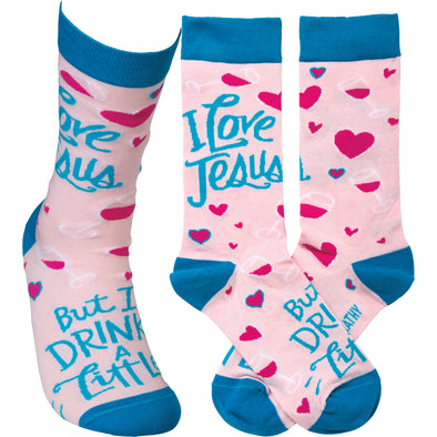 "I Love Jesus But I Drink A Little” Crew Socks (Women’s)