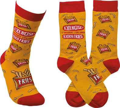 “Exercise?  I Thought You Said Extra Fries” Crew Socks (Unisex)