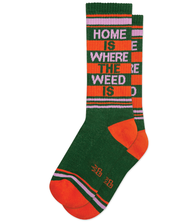 “Home Is Where The Weed Is” Ribbed Gym Socks (Unisex)