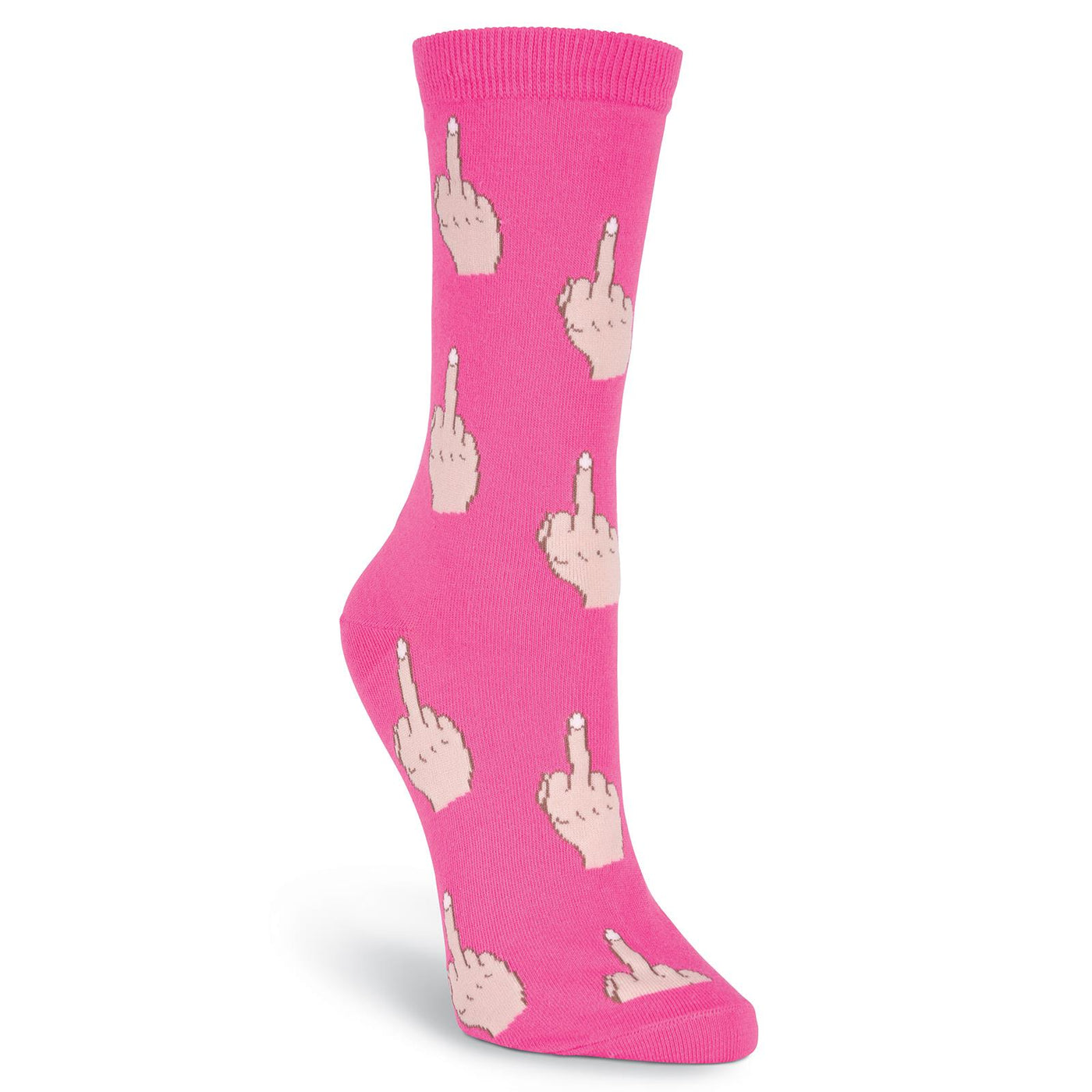 Middle Finger Crew Socks Fuchsia (Women's) – The Stripey Tiger Sock Co.