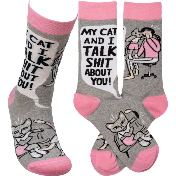 “My Cat and I Talk Shi# About You” Crew Socks (Women’s)